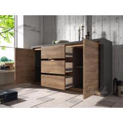 Dressoir Monaco 140 cm - Eiken Grijs - Kast - Industrieel