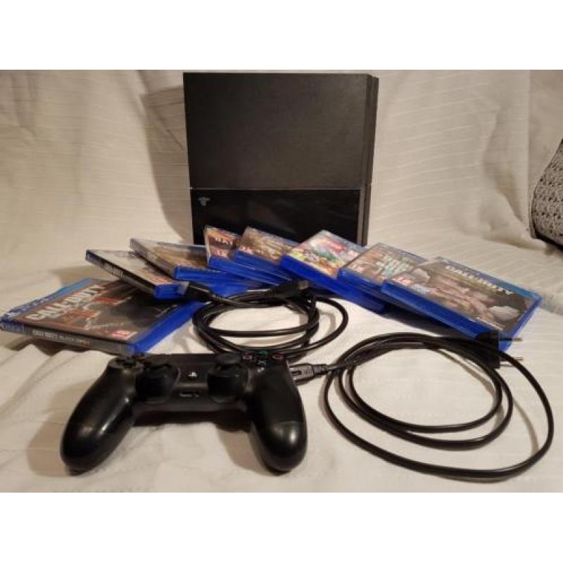 Playstation 4 500GB met 9 spellen en 1 controller.